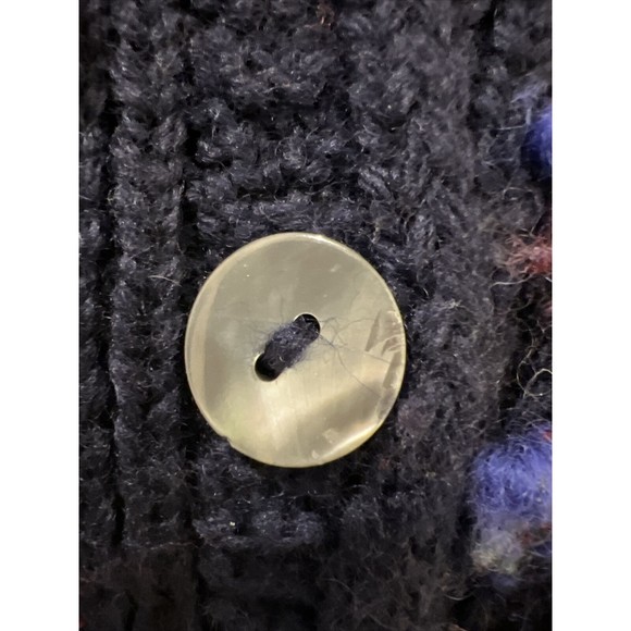 VTG Barry Bricken Women SZ L Hand Knit Pure Virgin Wool Button Front Sweater - Picture 4 of 10